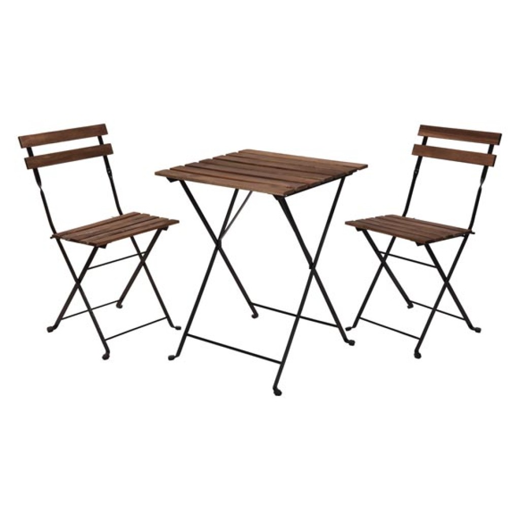 MESA MADERA METAL + 2 SILL55 X 54 CM