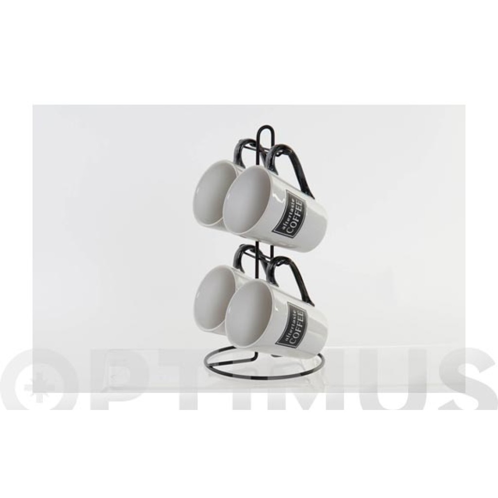 MUGS SET 4 UDS CON SOPORTE30 CL BLANCO/N