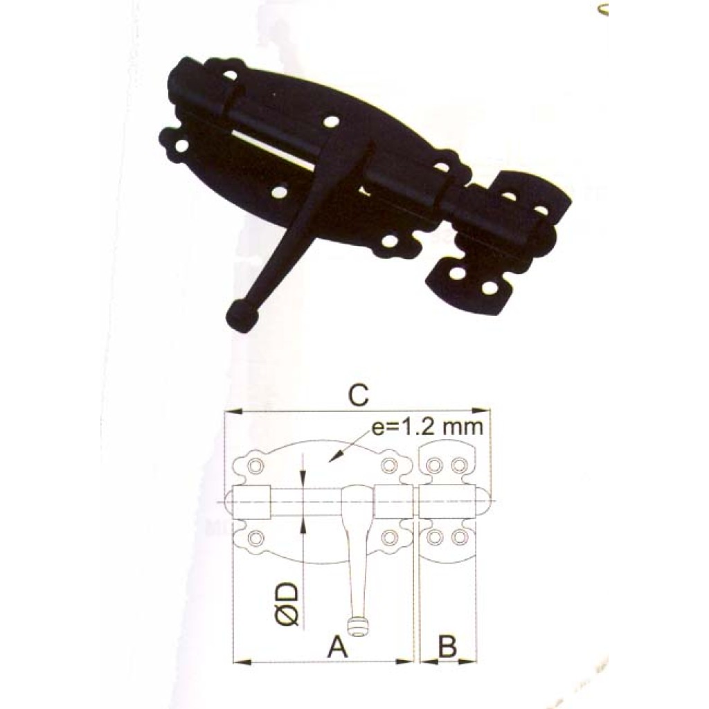 CERROJO PASADOR MOD.484 DE40 X 40 MM NEG