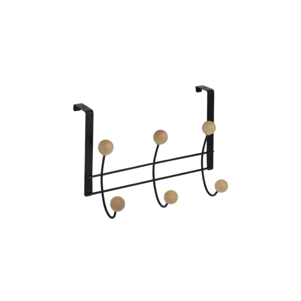 PERCHA SOBREPUERTA NEGRA  6 BOLAS HAYA N
