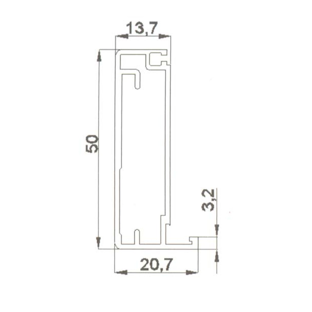 PERFIL ALUMINIO P.VIDRIO 4MTS 601 PL.MAT