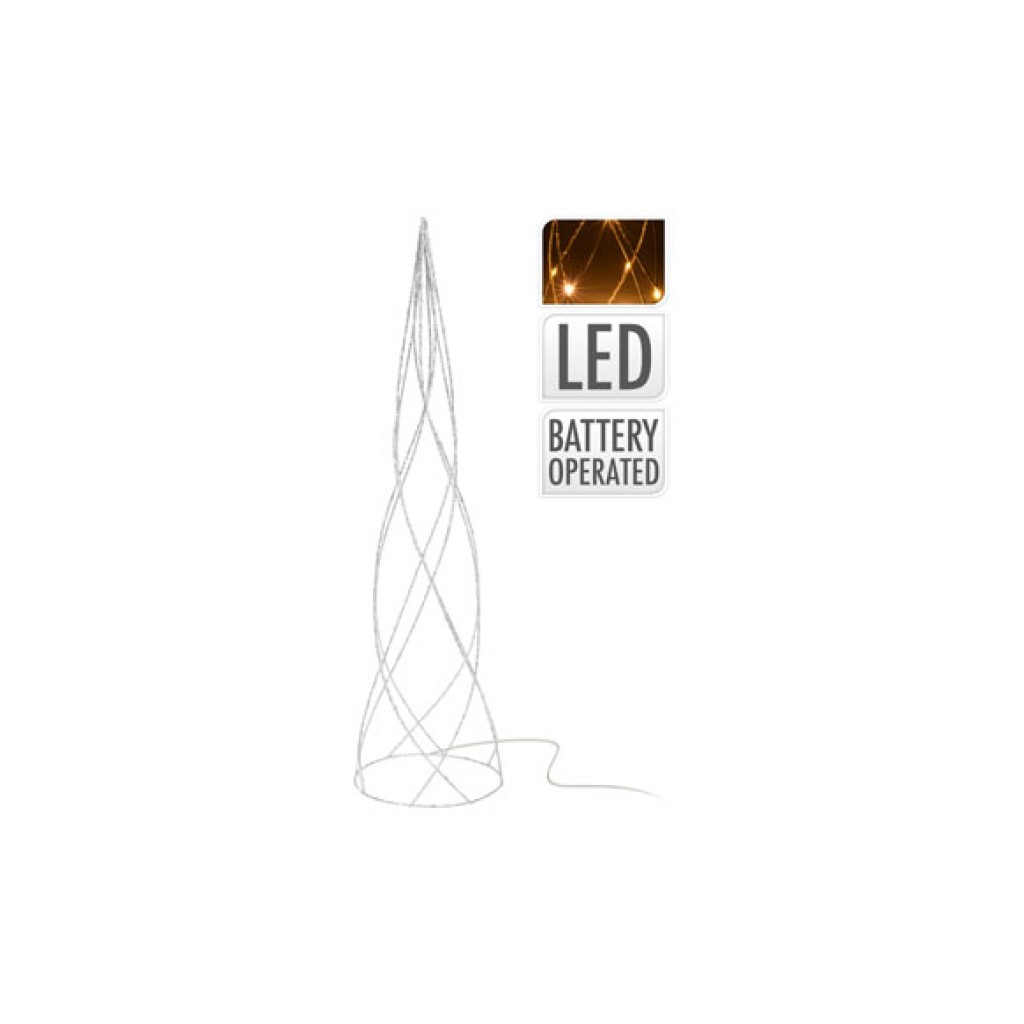 PIRAMIDE METALICA LED     60 CM PLATA