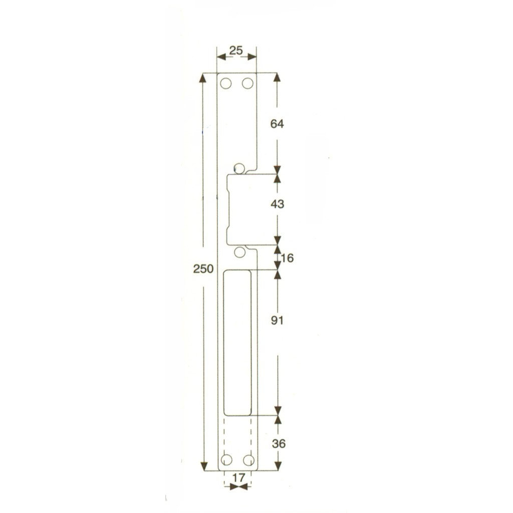 PLACA LARGA P/CERRADURA ELEC 907 GRIS