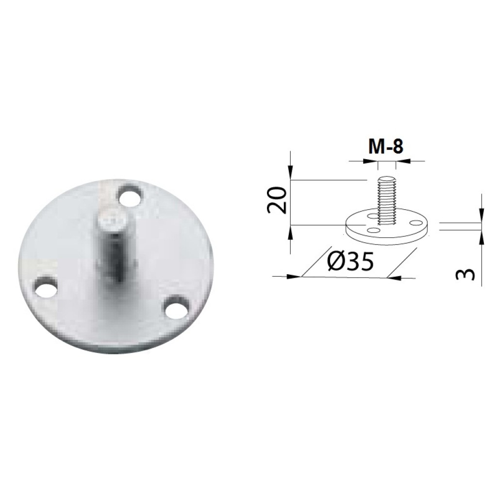 PLACA REDONDA M-8  POMO PUERTA PISO