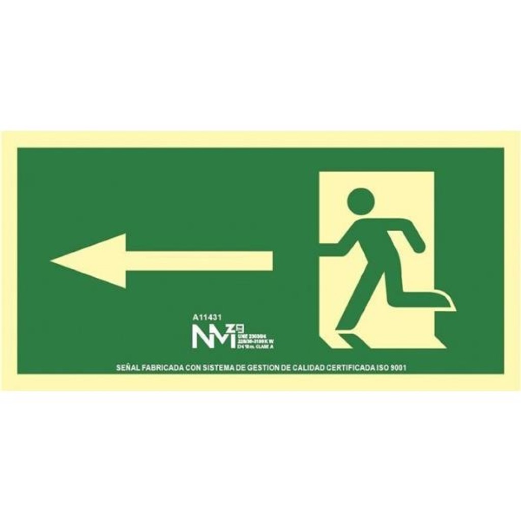 SENAL EVACUACION FLECHA IZQUIERDA PVC