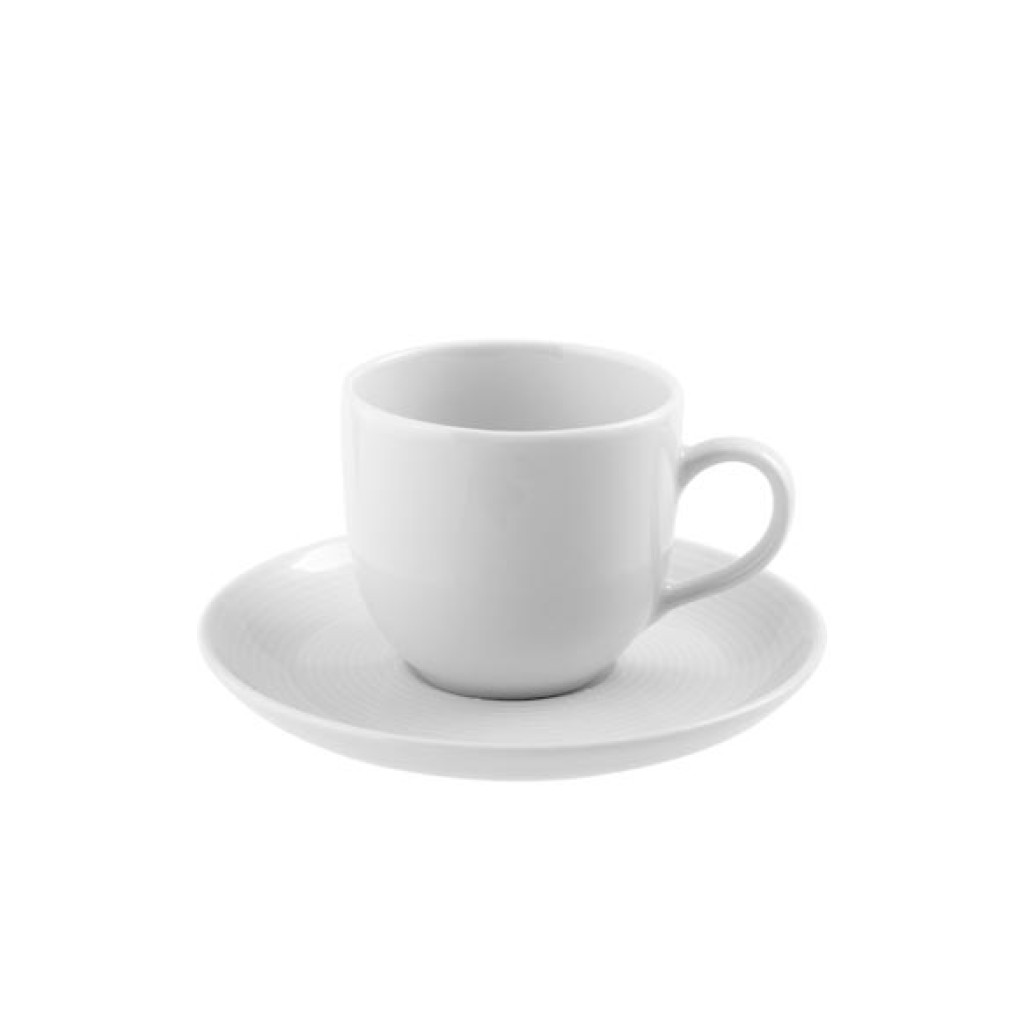 TAZA CAFE CON PLATO PORCELGRABADO BLANCO