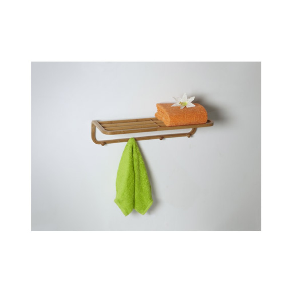 TOALLERO CON ESTANTE Y 4 CMADERA