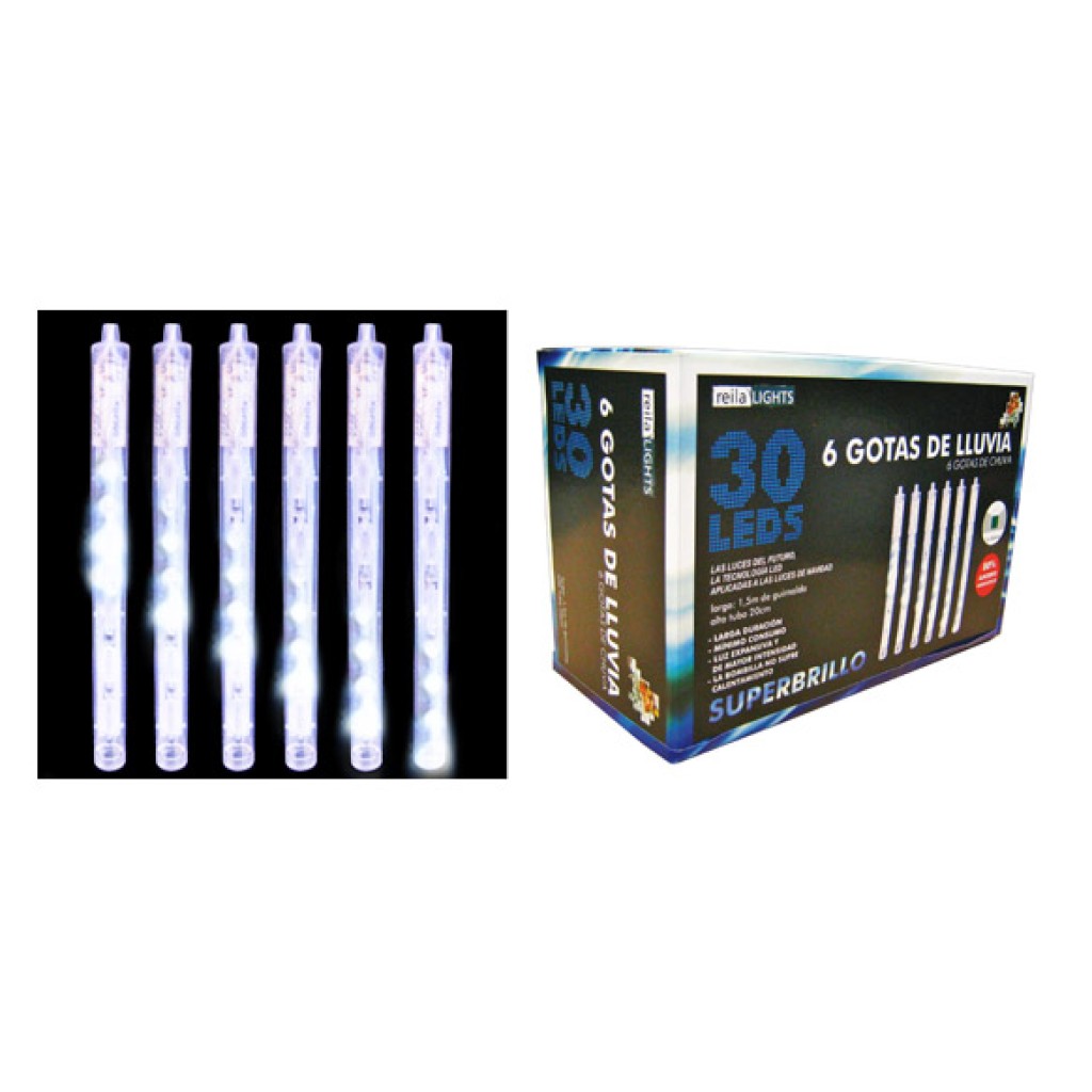 TUBOS LED EFECTO CAIDA 6UD20CM X 1,5M BL