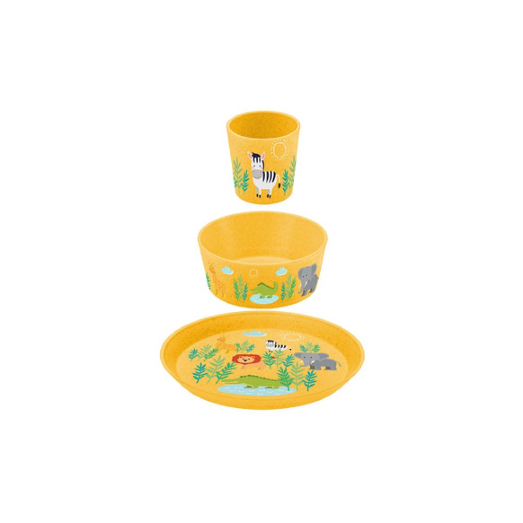 VAJILLA INFANTIL ORGANICA AFRICA AMARILL