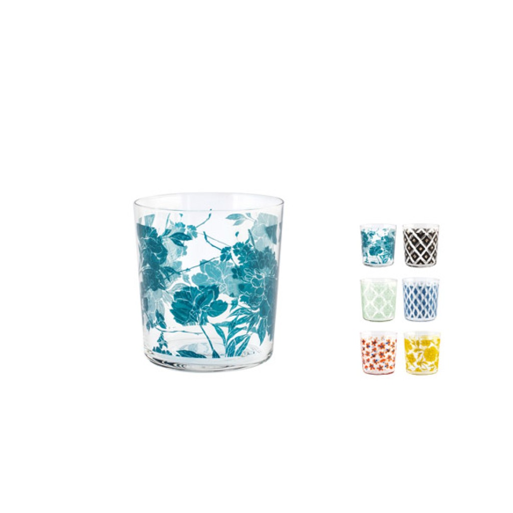 VASO AGUA VIDRIO DECORADO 35 CL - SURTID