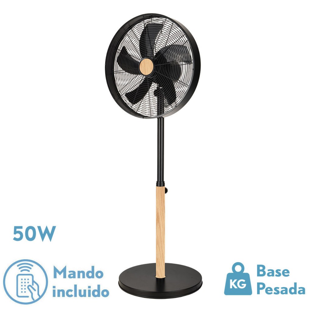 VENTILADOR DE PIE NEGRO/HAYA 3V.50W