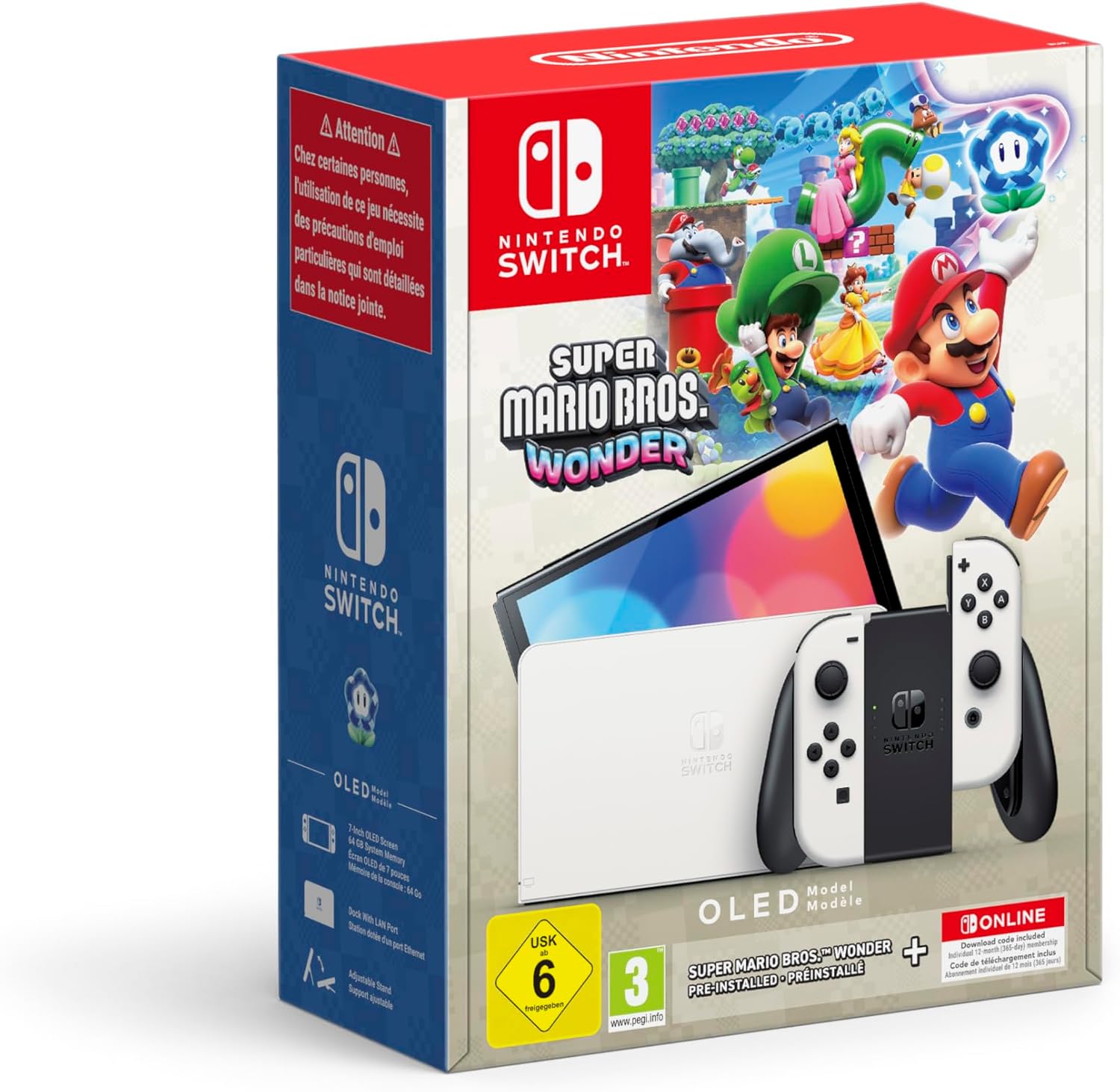 CONSOLA NINTENDO SWITCH OLED BLANCA+MARIO WONDER