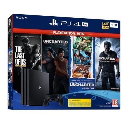 CONSOLA PS4 PRO + 4 JUEGOS HITS