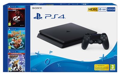 CONSOLA PS4 SLIM 500 GRAN TURISMO+TADEO+RATCHET