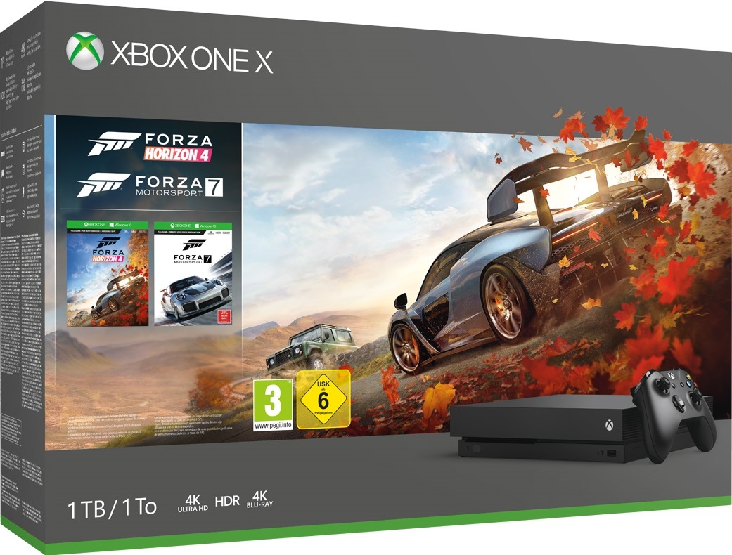CONSOLA XBOX ONE X+FORZA HORIZON 4+FORZA MOTOR 7