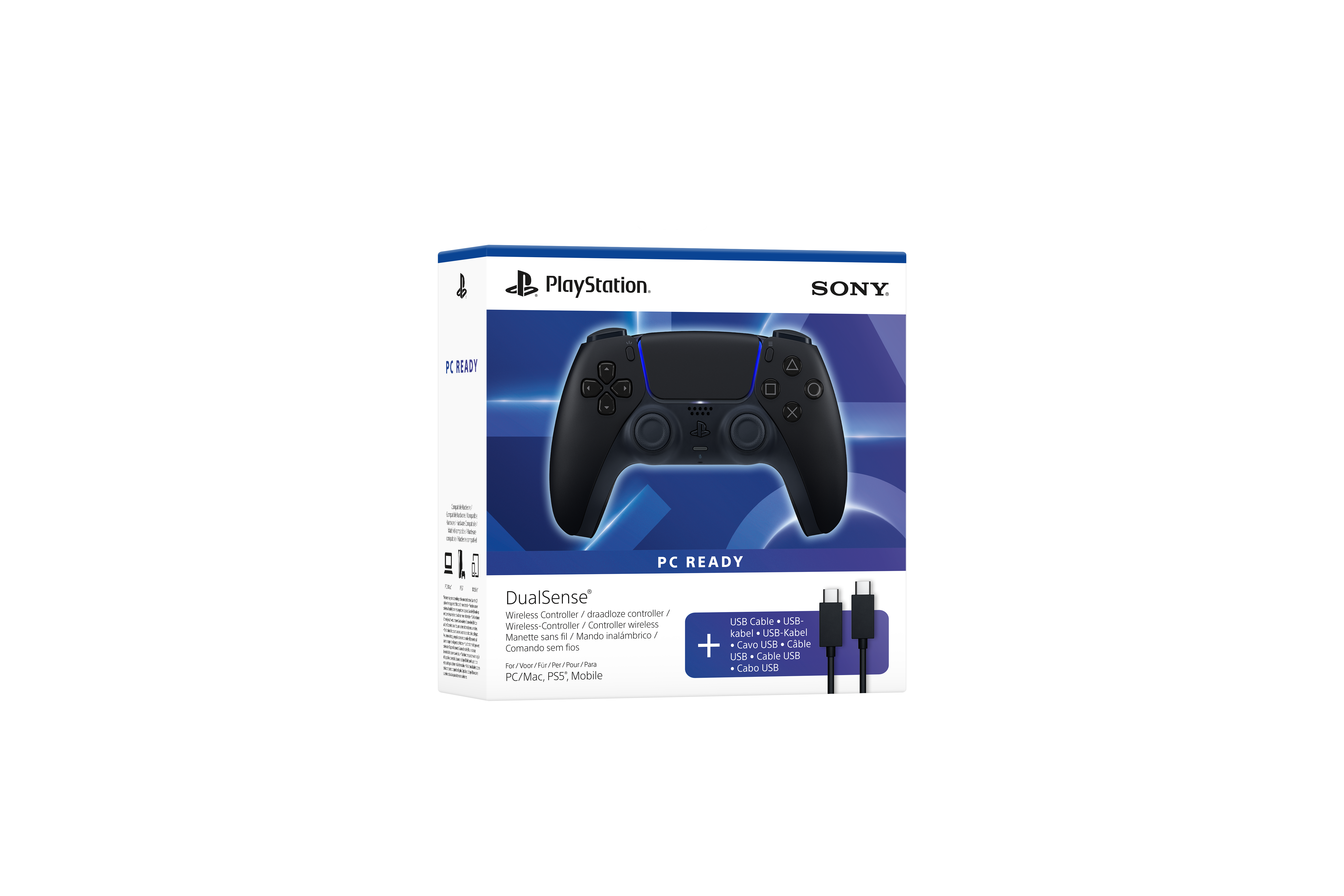 MANDO DUALSENSE WIRELESS NEGRO V3+CABLE USB PS5-PC