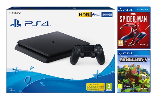 CONSOLA PS4 SLIM 500 GB + SPIDERMAN + MINECRAFT