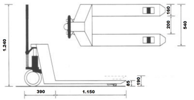 Transpaleta 4.000 kg uñas 1.150 x 540 4