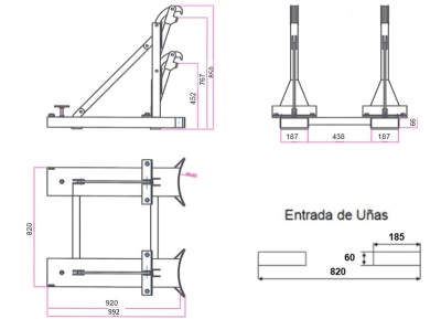 Implemento carretilla 2 bidones 4