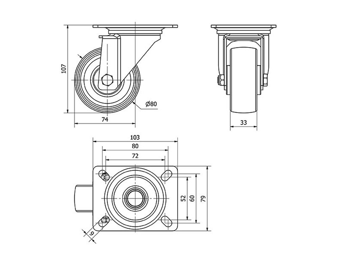 ALEX RUEDAS TW0042 GIRATORIA 80MM NYLON 80KG 2