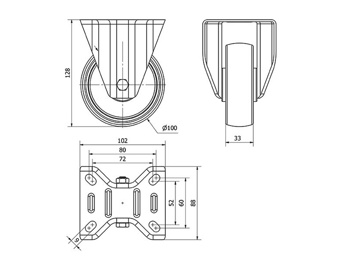 ALEX RUEDAS TW0048 FIJA 100MM NYLON 125 KG 2