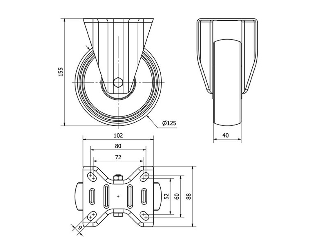 ALEX RUEDAS TW0049 FIJA 100MM NYLON 160 KG 2