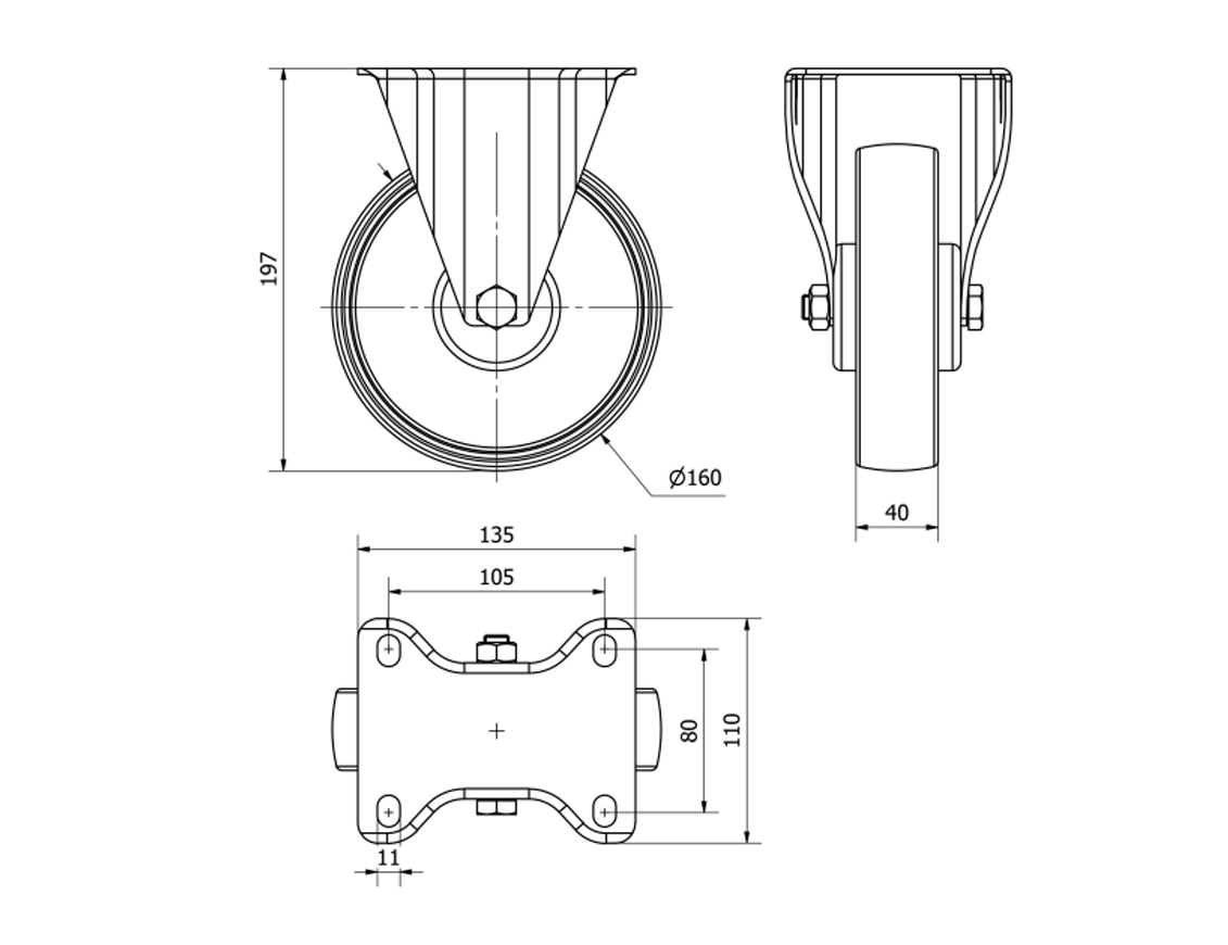 ALEX RUEDAS TW0050 FIJA 100MM NYLON 200 KG 2