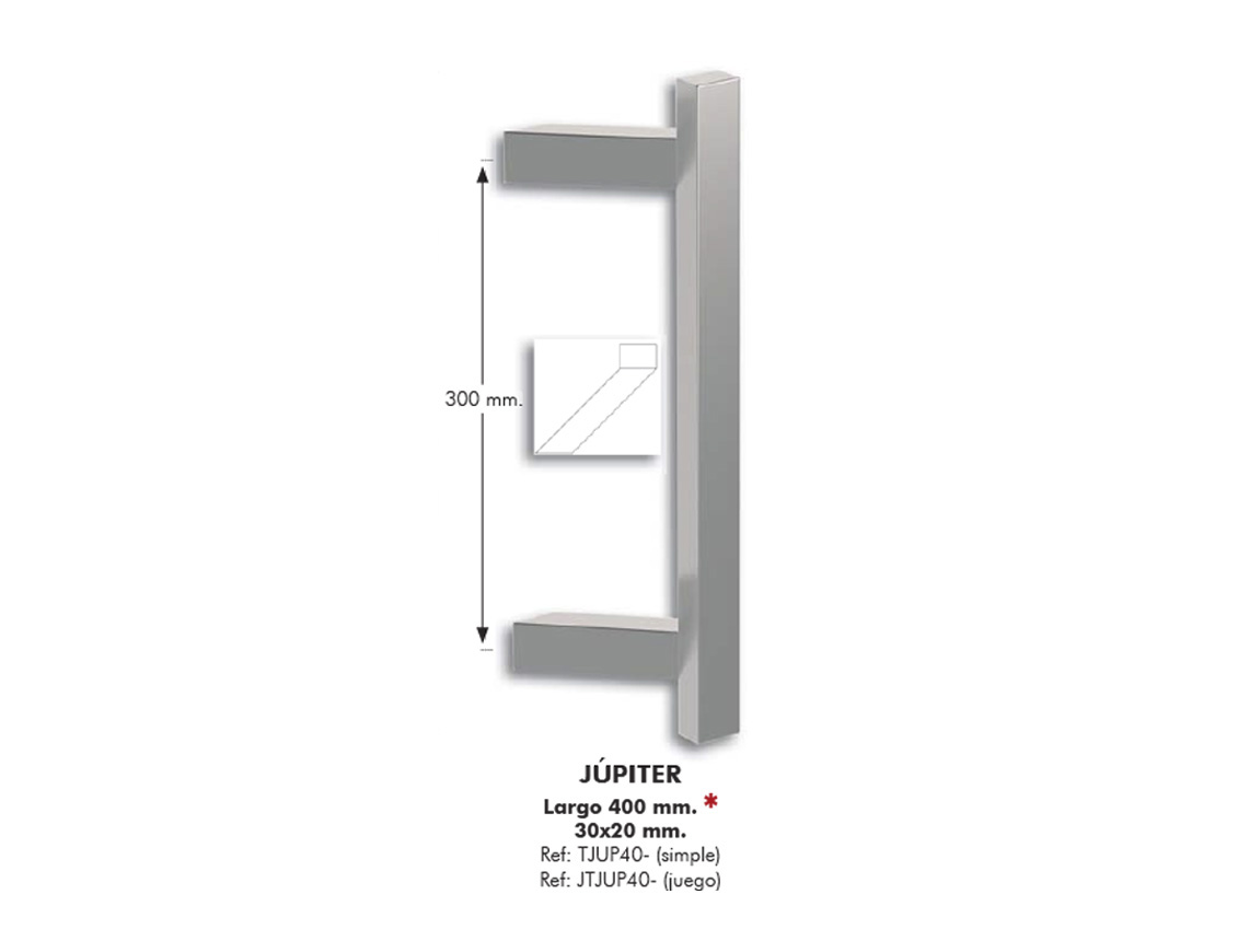 JUEGO TIRADOR ALUMINIO MOD.JUPITER 400MM INOX 2