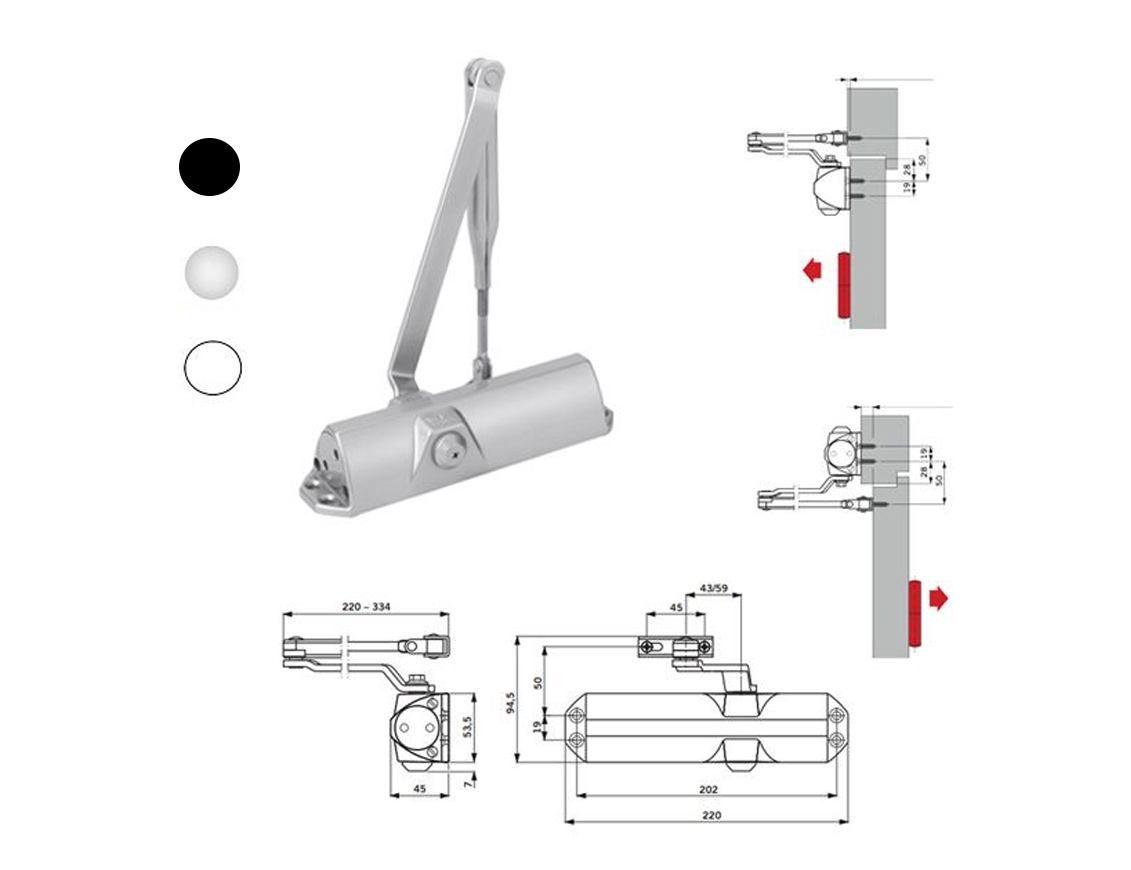 DORMA MUELLE C/BRAZO RETENEDOR TS-68 NEGRO 2