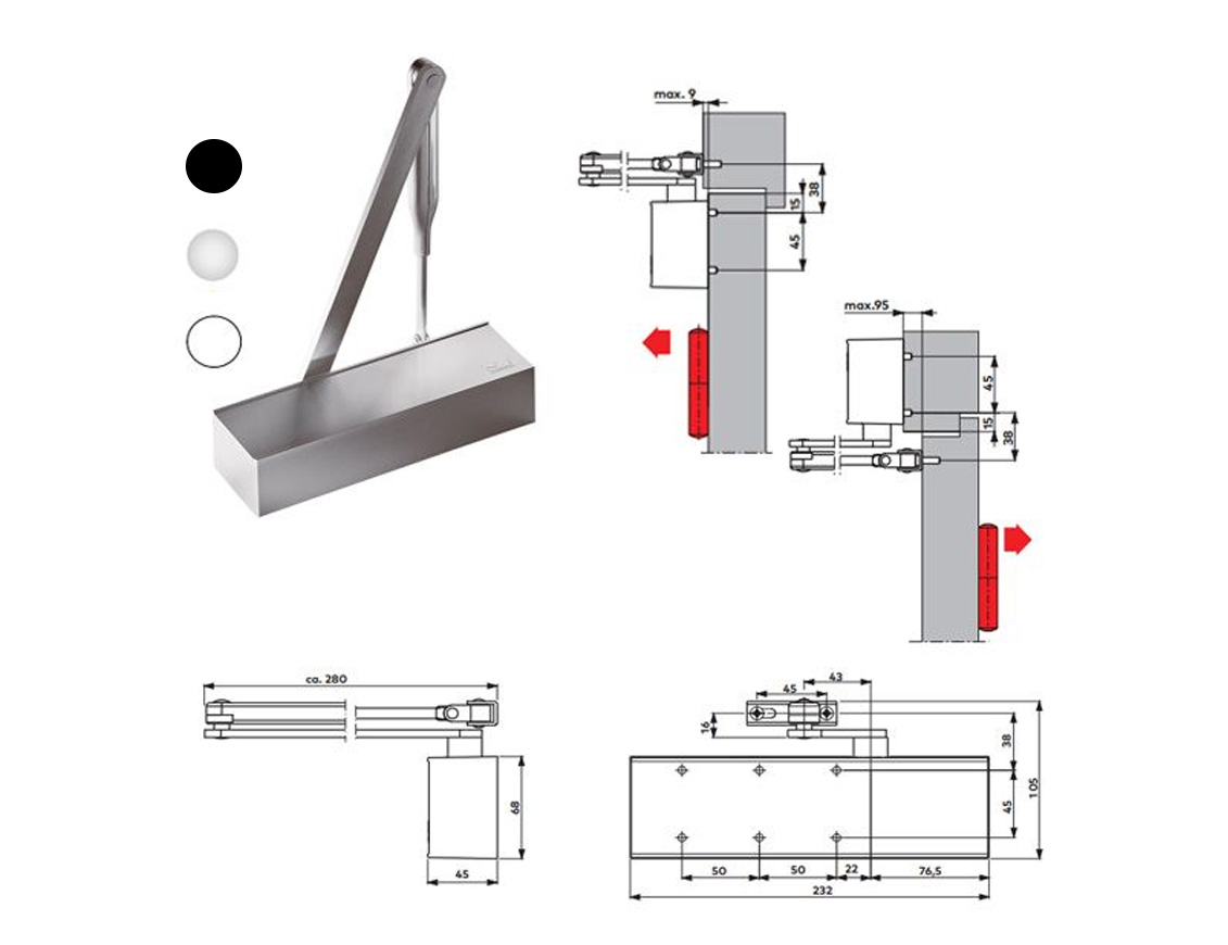 DORMA MUELLE C/BRAZO NORMAL TS-71 PLATA 2