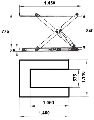 Mesa en U 1.000 kg 3