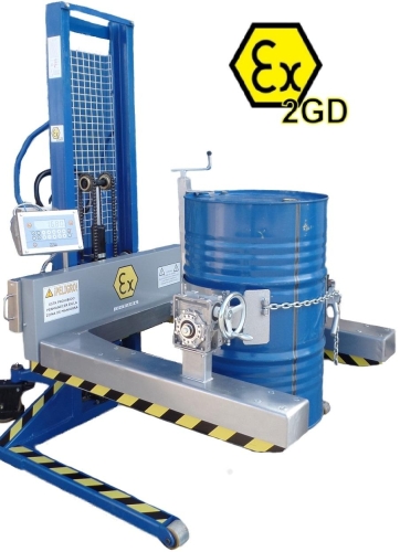 Apilador rotador de bidones con sistema de pesaje ATEX 2GD para Atmósferas Explosivas 3