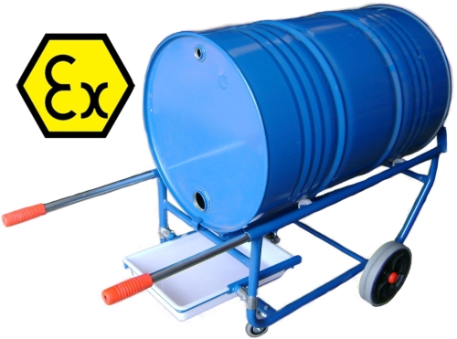Carro ATEX 1 bidón basculante con cubeta para Atmósferas Explosivas 1