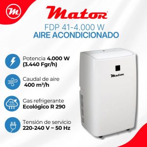 FDP 41 – 4.000 W – Aire acondicionado portátil – Silencioso 54 dB 4