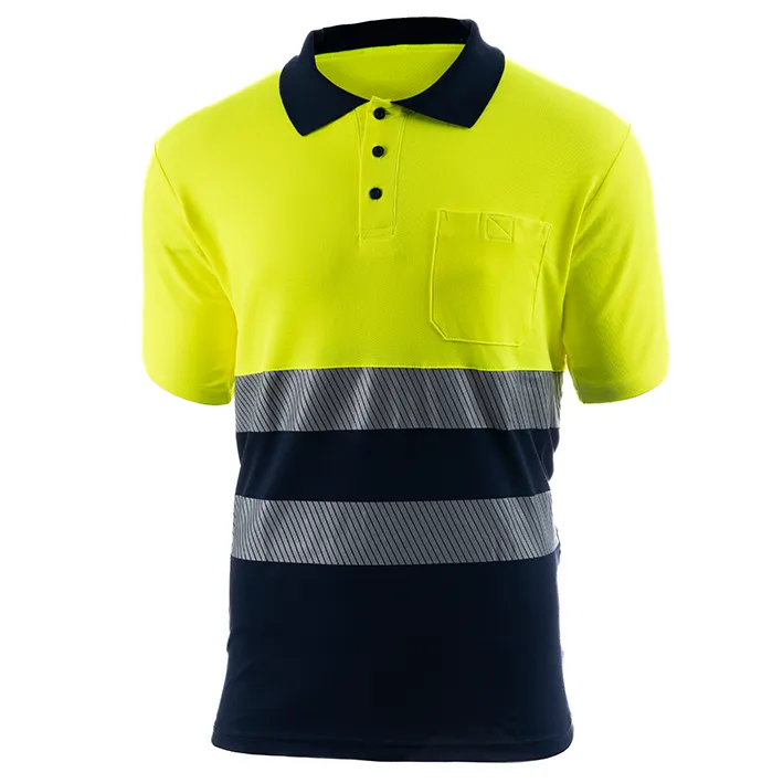 Polo de manga corta de alta visibilidad combinado con banda segmentada JAZZ HV 1