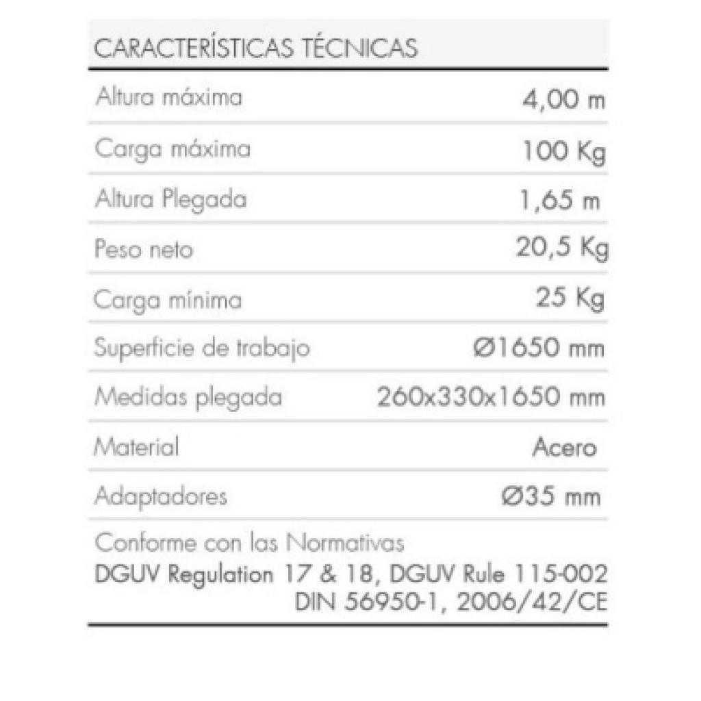 Elevador manual a 4.000 mm.