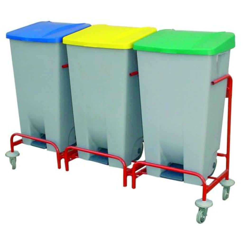 Carro reciclaje 3 cubos