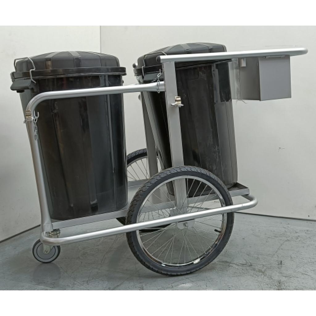 Carro barrendero INOX con 2 cubos 4
