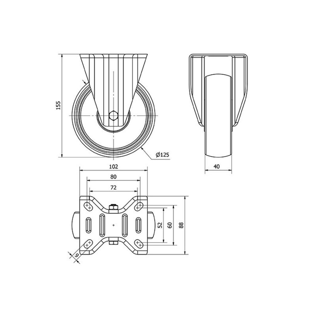 ALEX RUEDAS TW0049 FIJA 100MM NYLON 160 KG