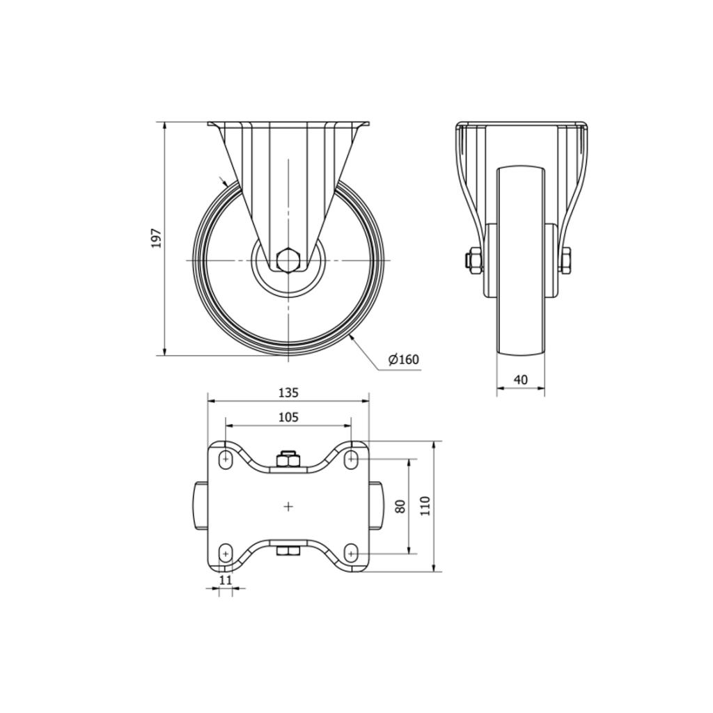 ALEX RUEDAS TW0050 FIJA 100MM NYLON 200 KG