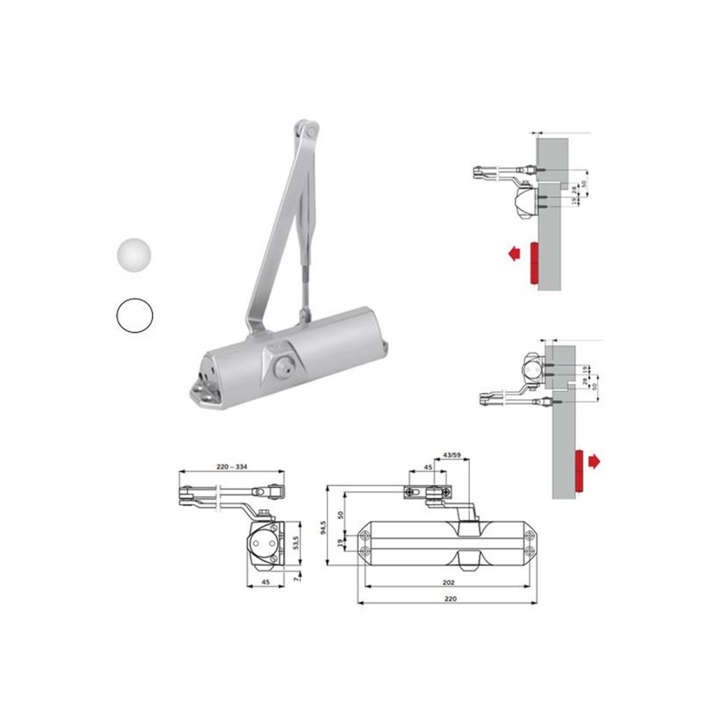 DORMA MUELLE C/BRAZO RETENEDOR TS-68 BLANCO