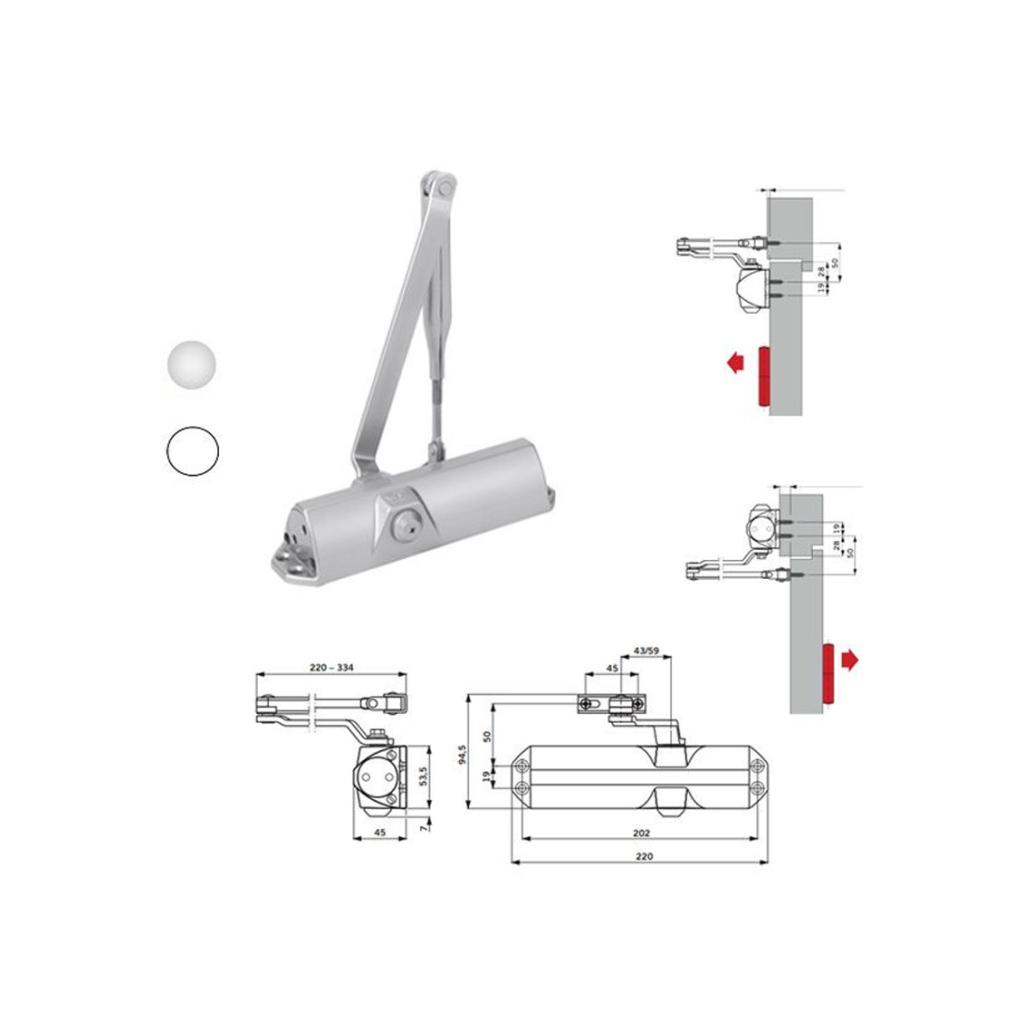DORMA MUELLE C/BRAZO NORMAL TS-68 PLATA