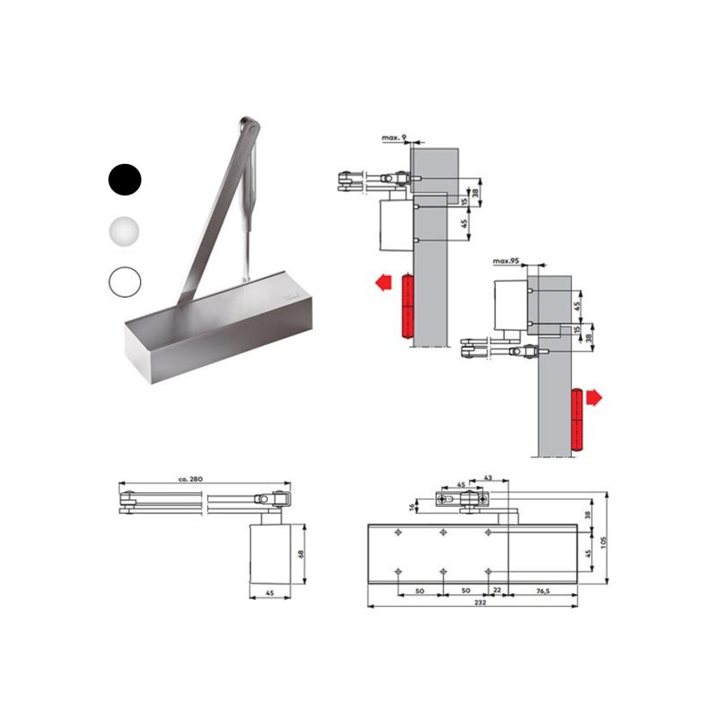 DORMA MUELLE C/BRAZO NORMAL TS-71 BLANCO