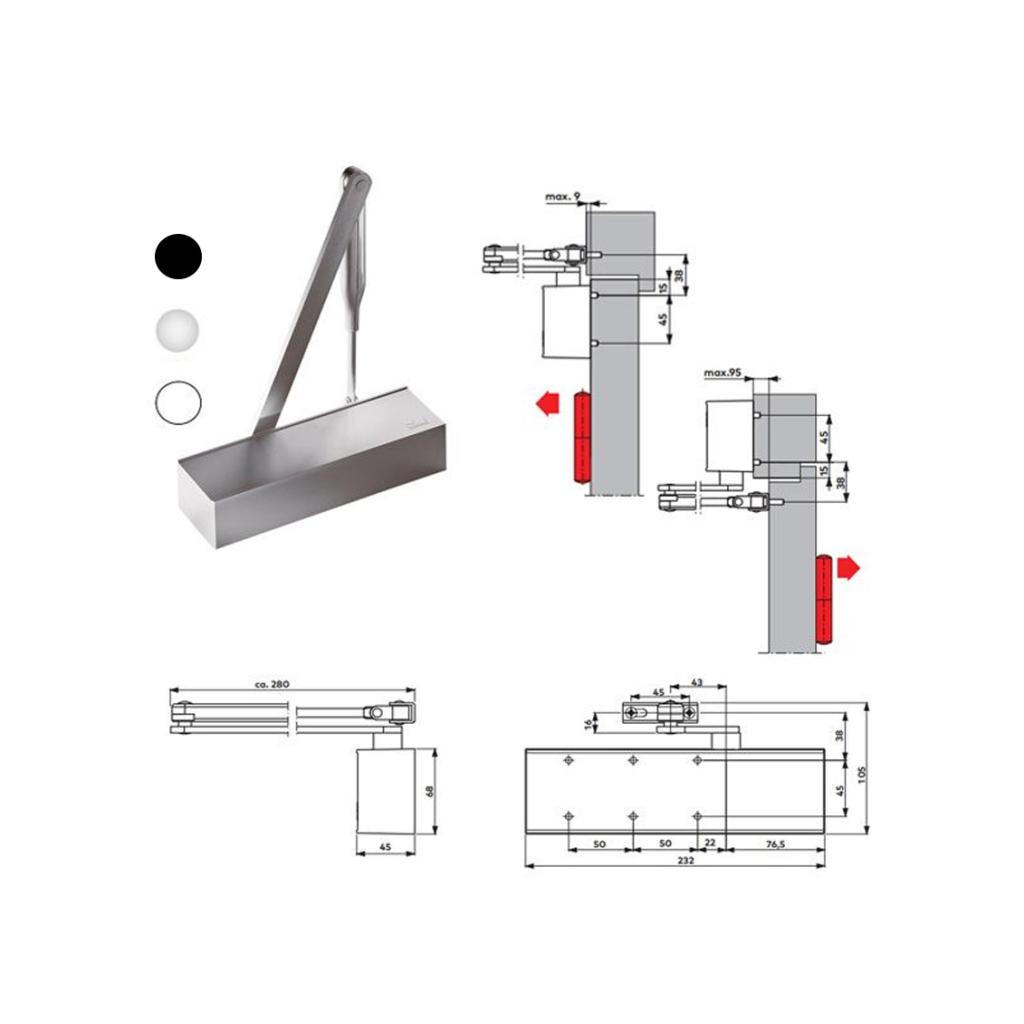 DORMA MUELLE C/BRAZO NORMAL TS-71 NEGRO