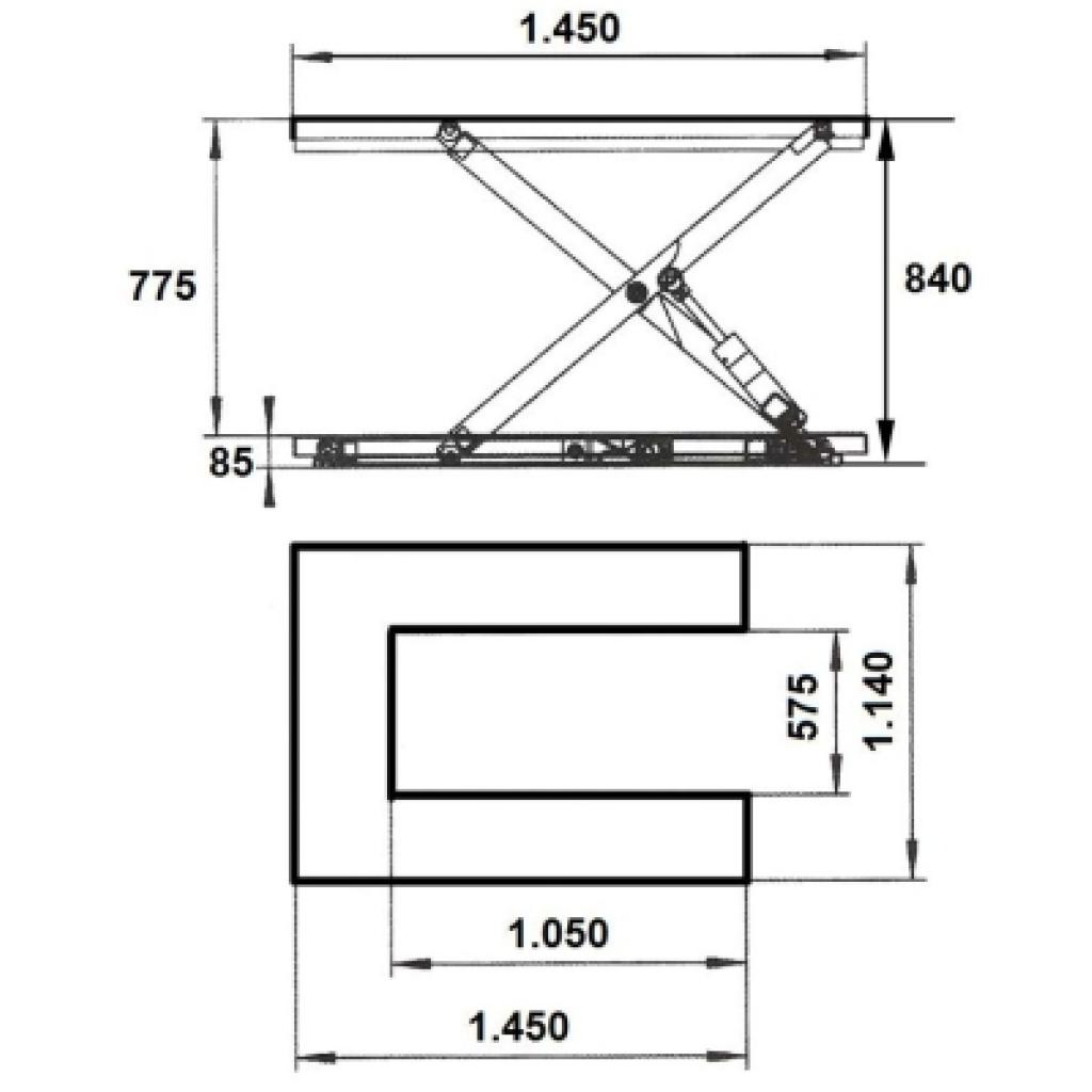 Mesa en U 1.000 kg 3