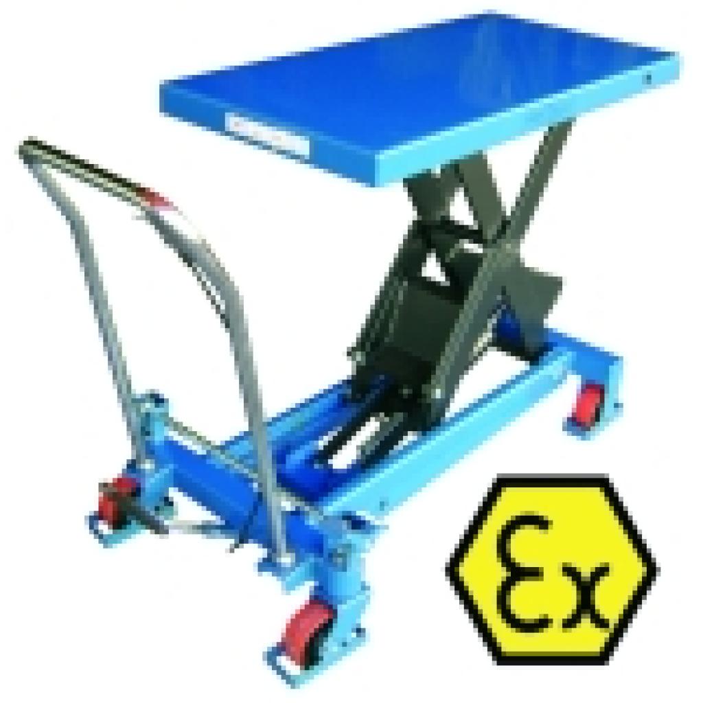 Mesa elevadora ATEX manual 500 kg para Atmósferas Explosivas