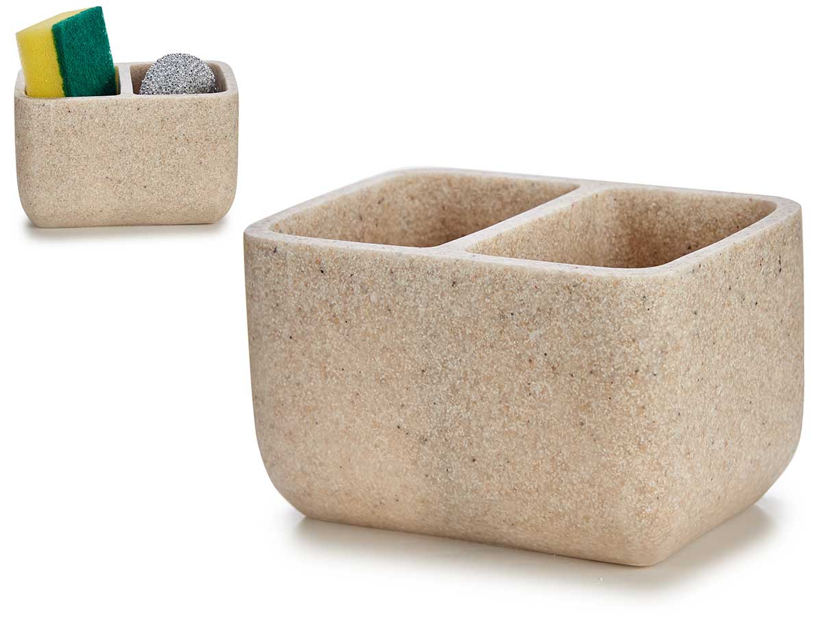 Estropajero doble piedra 9x12x7cm beige