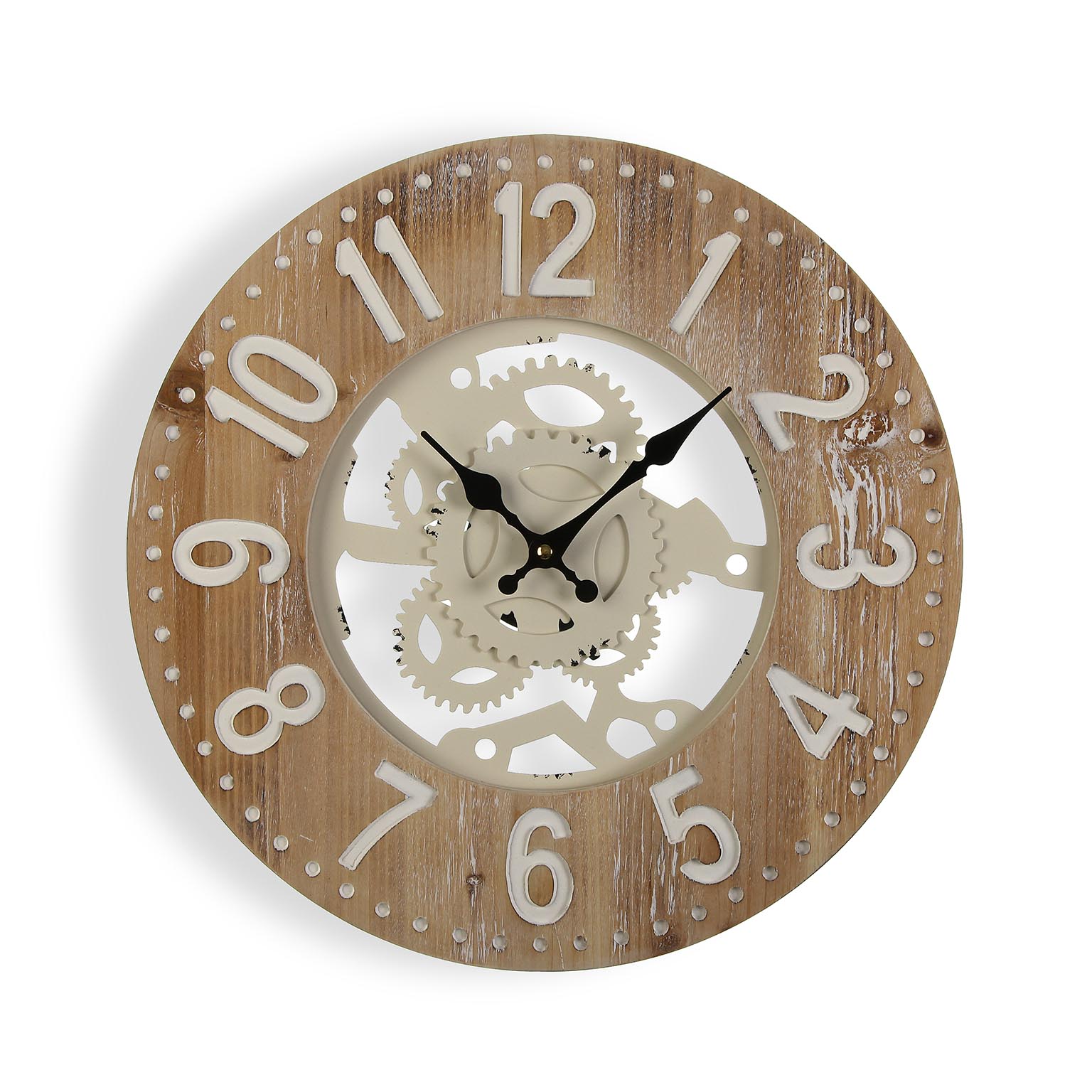 RELOJ PARED MADERA Y METAL 40x40x4.5cm