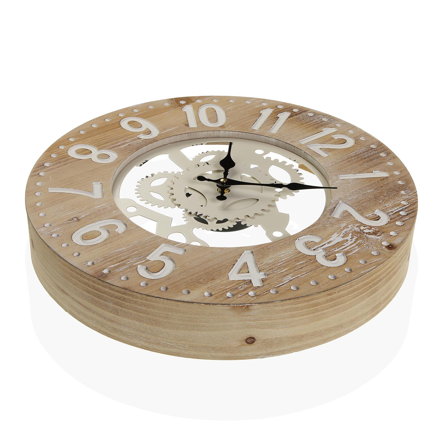 RELOJ PARED MADERA Y METAL 40x40x4.5cm 2