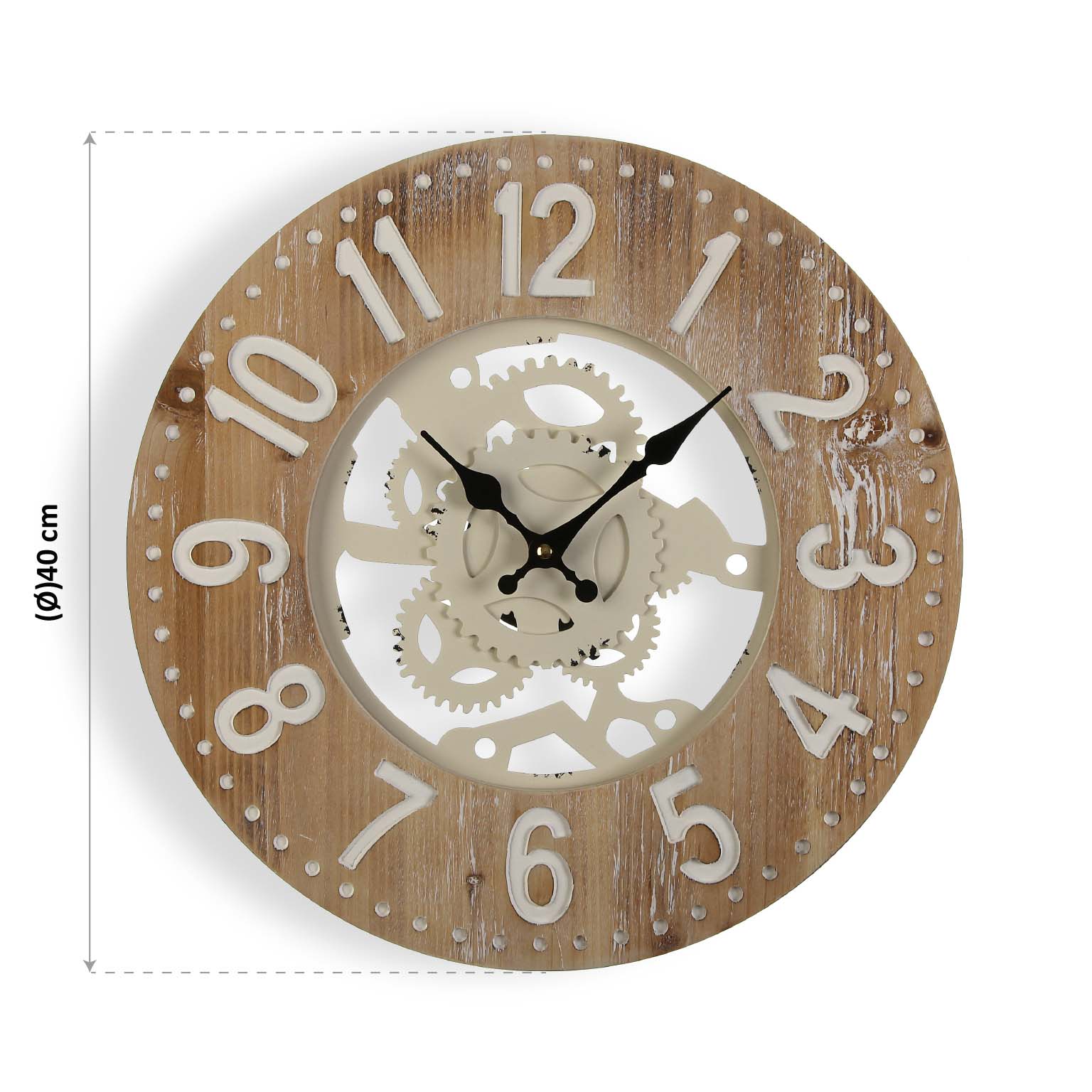 RELOJ PARED MADERA Y METAL 40x40x4.5cm 5